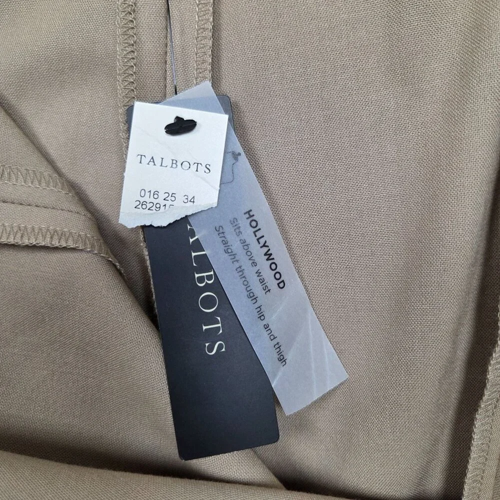 Talbots Hollywood Trouser Womens 14 Beige‎ Straight High Rise